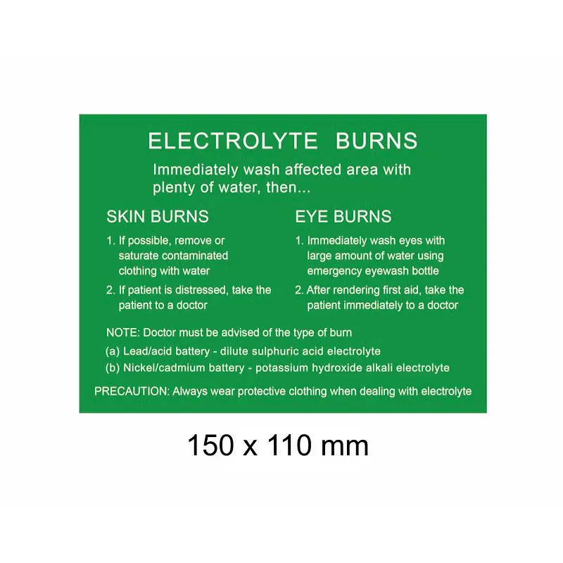 Warning Label, Electrolyte Burns