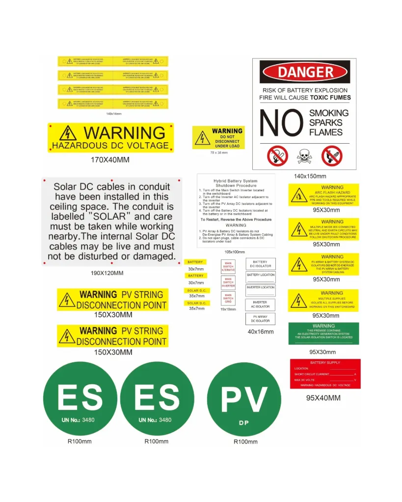 [LAB-SET-BAT-DC] DC-Coupled Battery Label Set