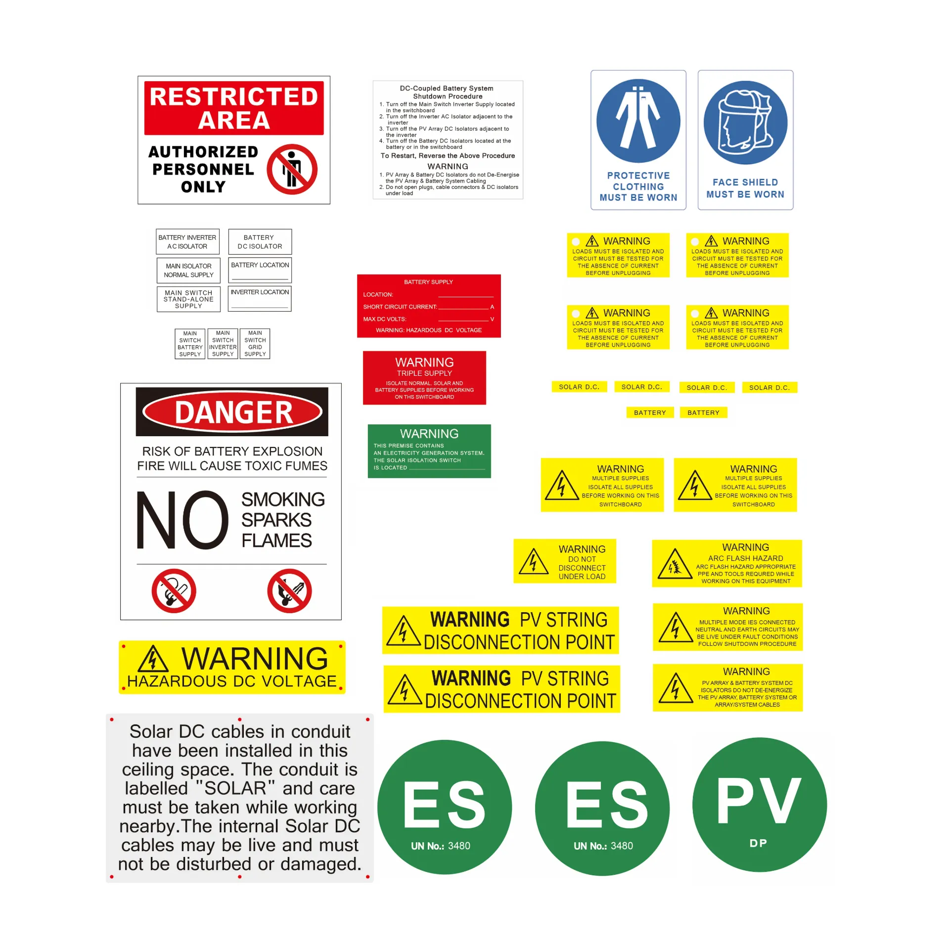 [LAB-SET-BAT-DC] DC-Coupled Battery Label Set