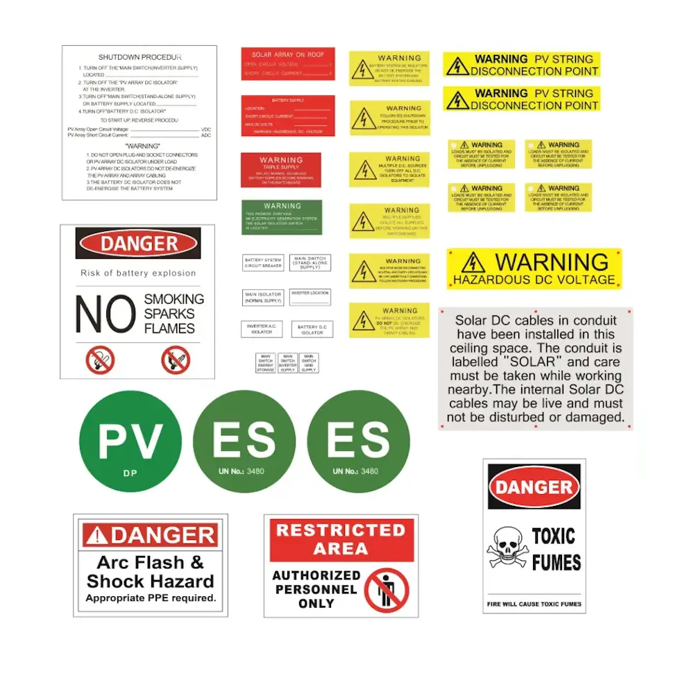 DC-Coupled Battery Label Set
