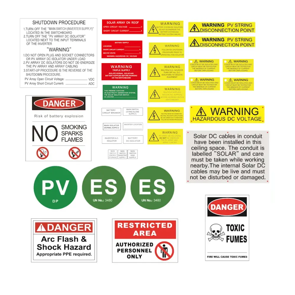 DC-Coupled Battery Label Set