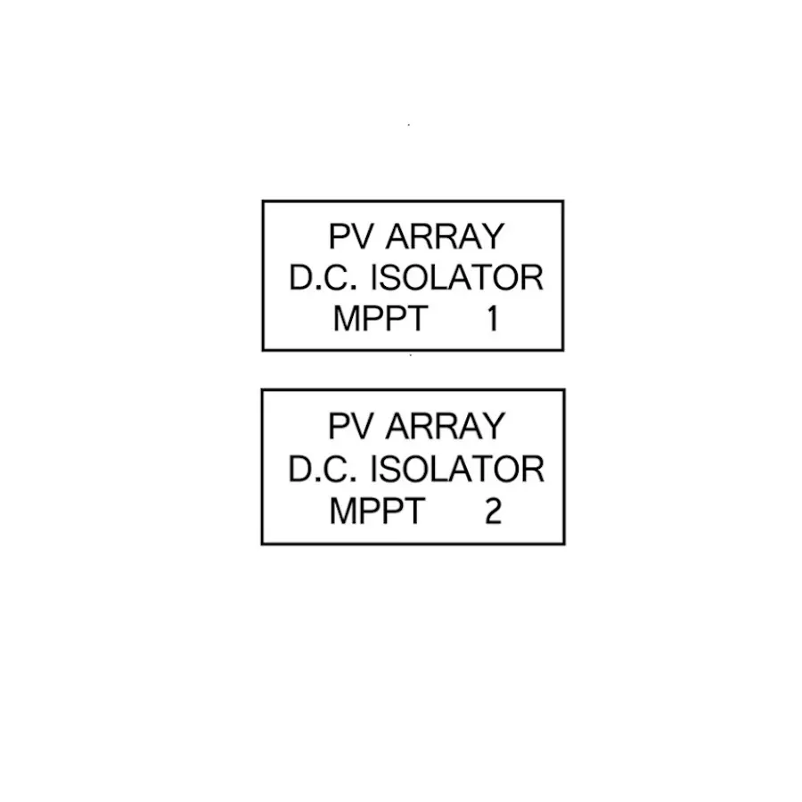 PV Array DC Isolator MPPT 1 & MPPT 2