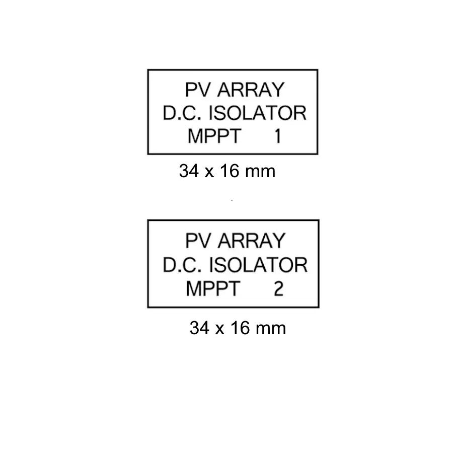 PV Array DC Isolator MPPT 1 & MPPT 2